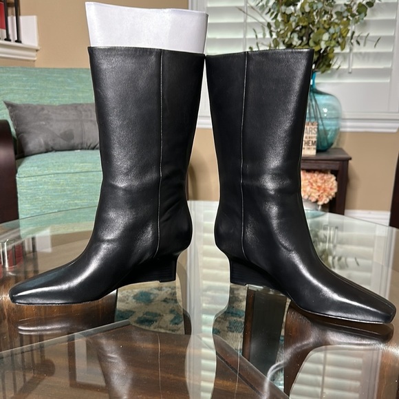 Vince Women's Beverly Square Toe mid calf Wedge Heel Boots size 8.5 - Picture 4 of 14